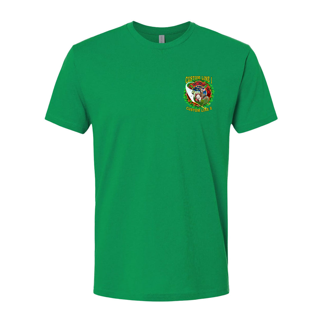 Customized Firefighter Christmas Wreath Plaid Maltese Premium T-Shirt