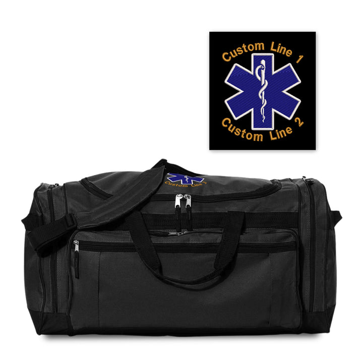 Customized 27" Large Duffel Bag with Star of Life EMS logo Embroidery