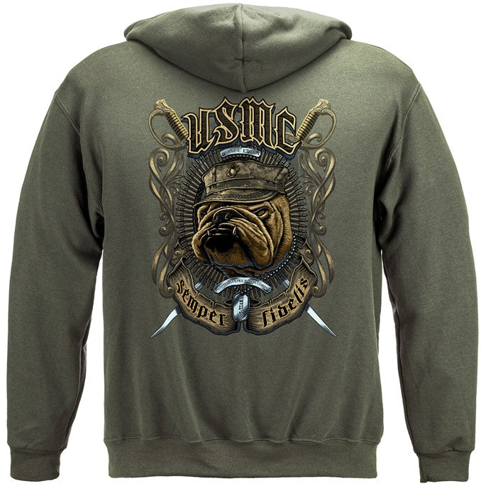 Military Green USMC Bulldog Sweatshirt