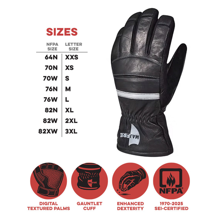 M7G Structural Firefighting Kangaroo Leather- Gauntlet (FREE shipping)