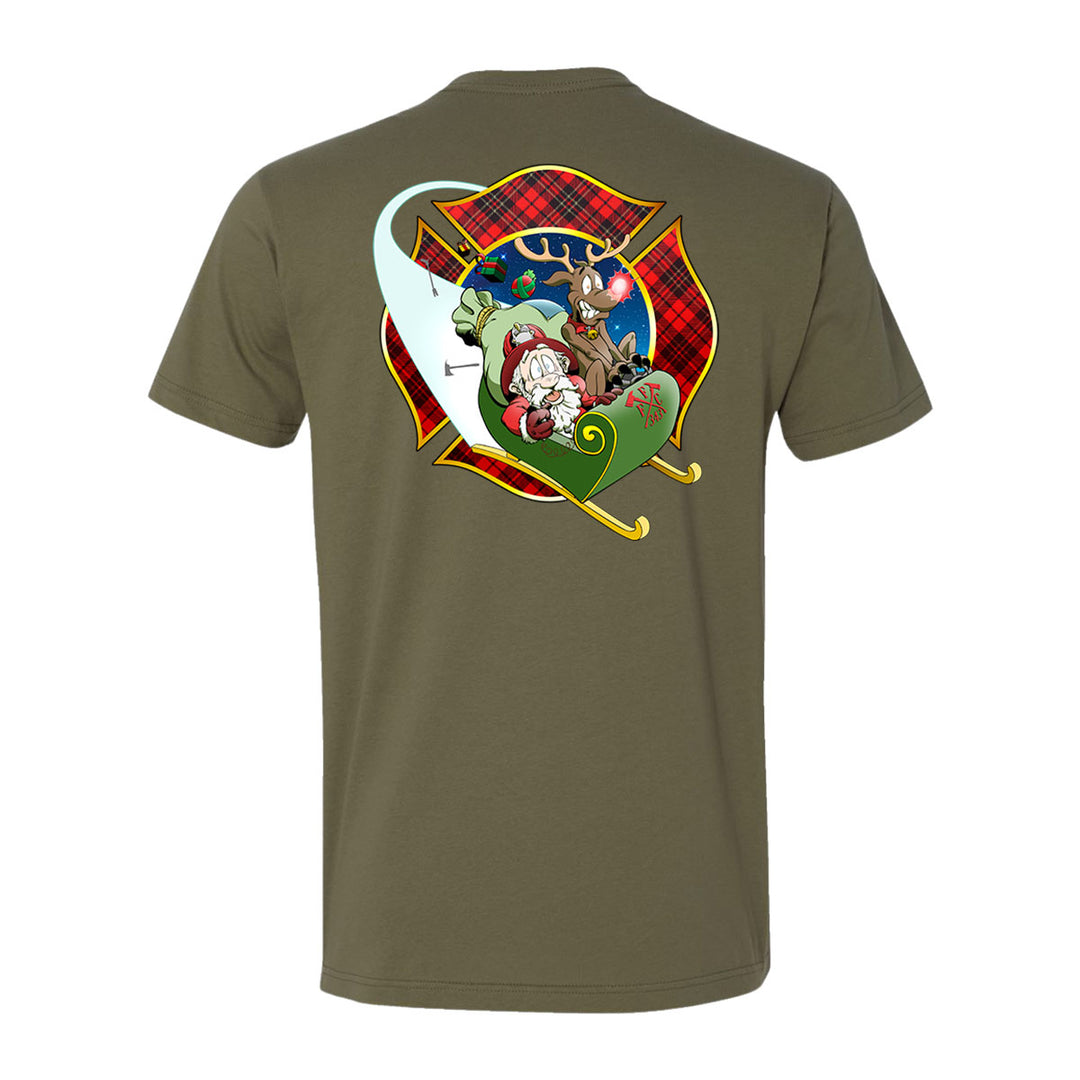 Christmas Plaid Maltese Firefighter Premium T-Shirt