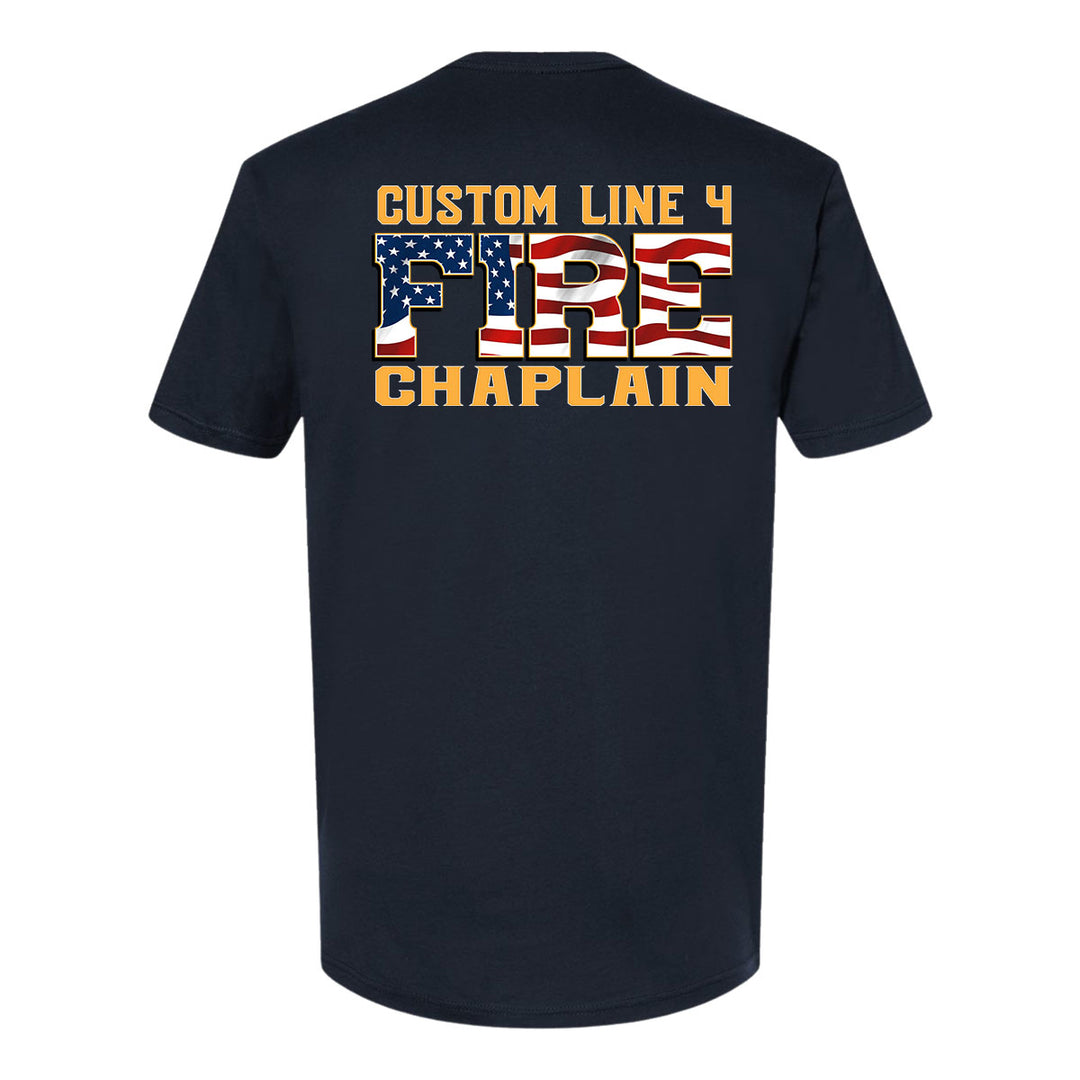 USA flag Fire Chaplain t-shirt for firefighters