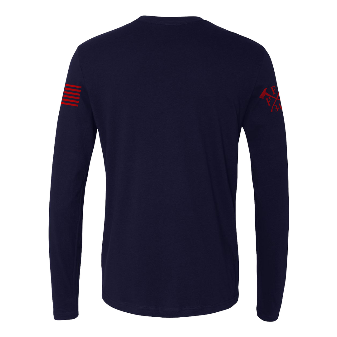 Firefighter family holiday long sleeve with festive design.