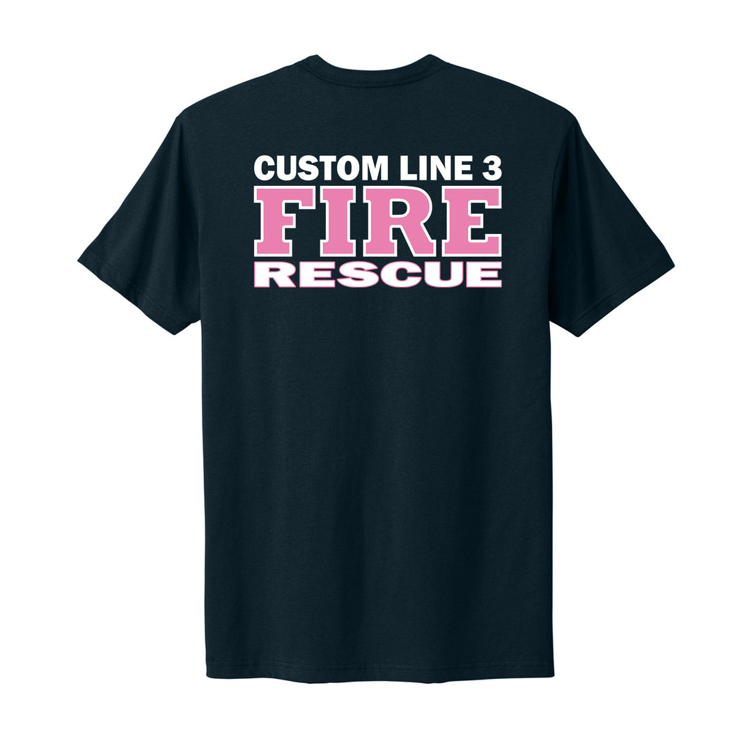 Personalized Firefighter Breast Cancer Shirt celebrating awareness and support #color_navy