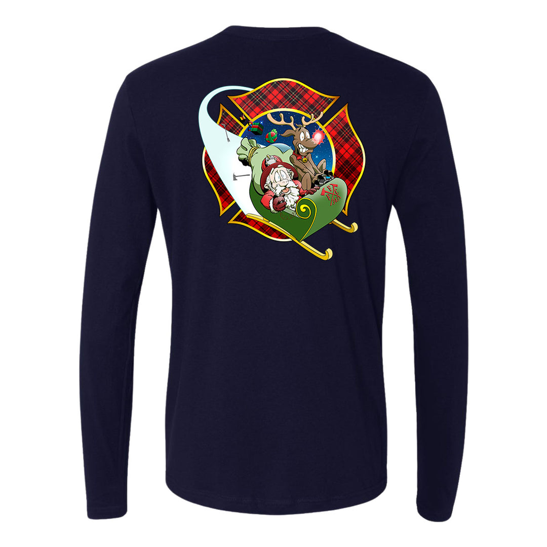 Christmas Plaid Maltese Firefighter Premium Long Sleeve Shirt