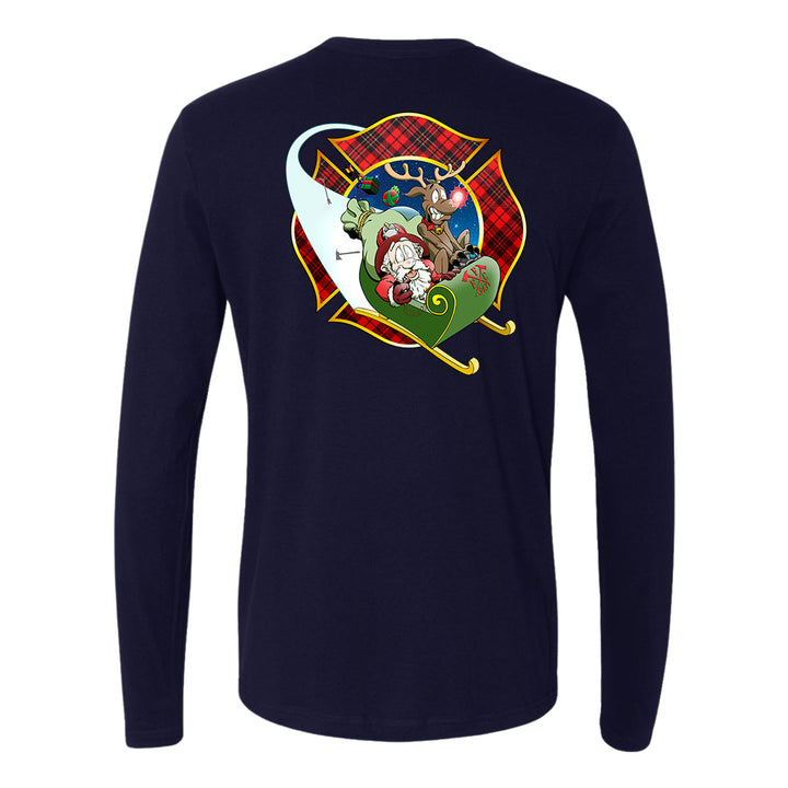 Christmas Plaid Maltese Firefighter Premium Long Sleeve Shirt