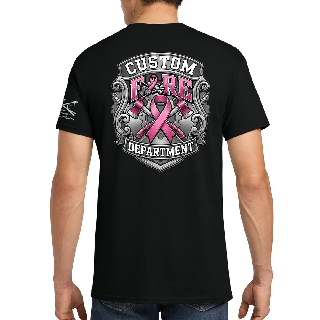 Industrial Breast Cancer Awareness Fire Department Custom T-Shirt