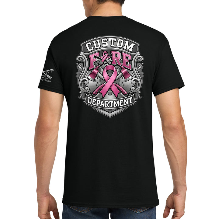 Industrial Breast Cancer Awareness Fire Department Custom T-Shirt