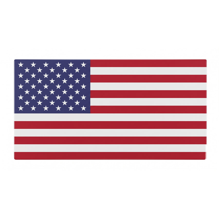 Reflective American flag decal made from heavy-duty vinyl applied to a firefighter helmet for line duty visibility.
