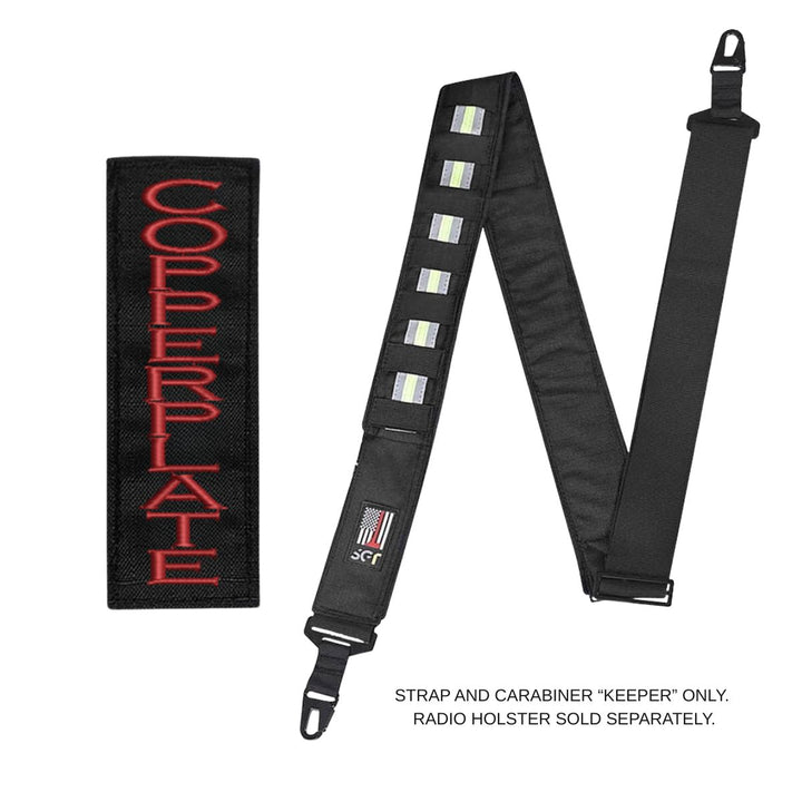 Custom firefighter radio strap with easy-use carabiner