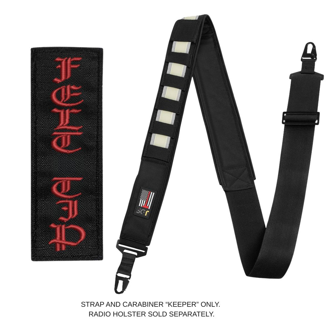 Modular custom strap for radios with secure carabiner