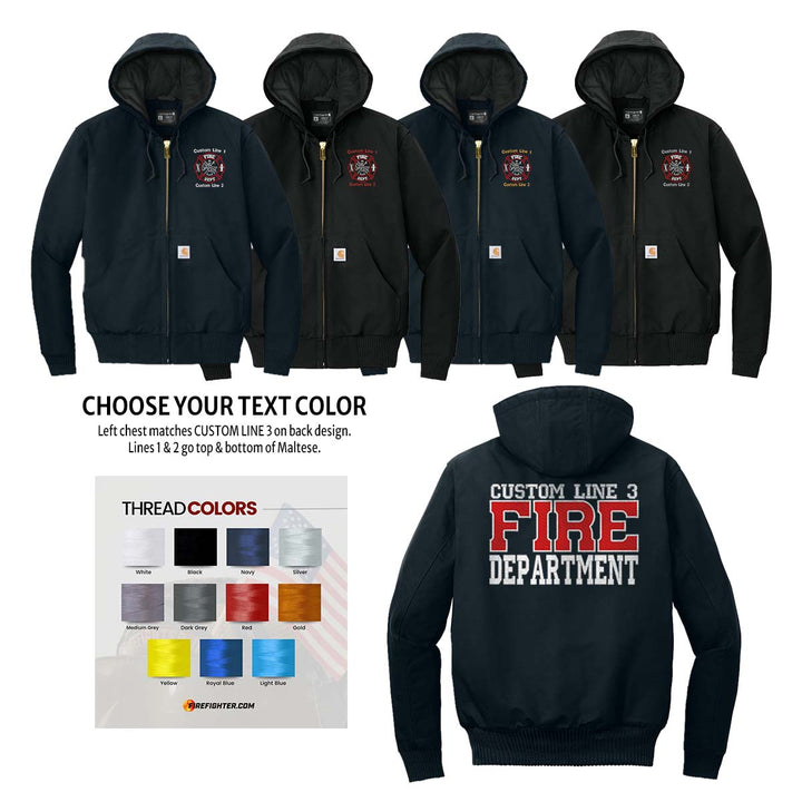Customized Red and White Fire Department Carhartt® Quilted-Flannel Jacket