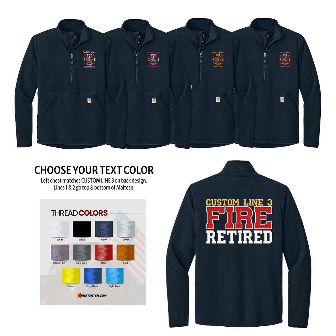 Customized Fire Retired Carhartt® Textured 1/2-Zip Fleece Jacket