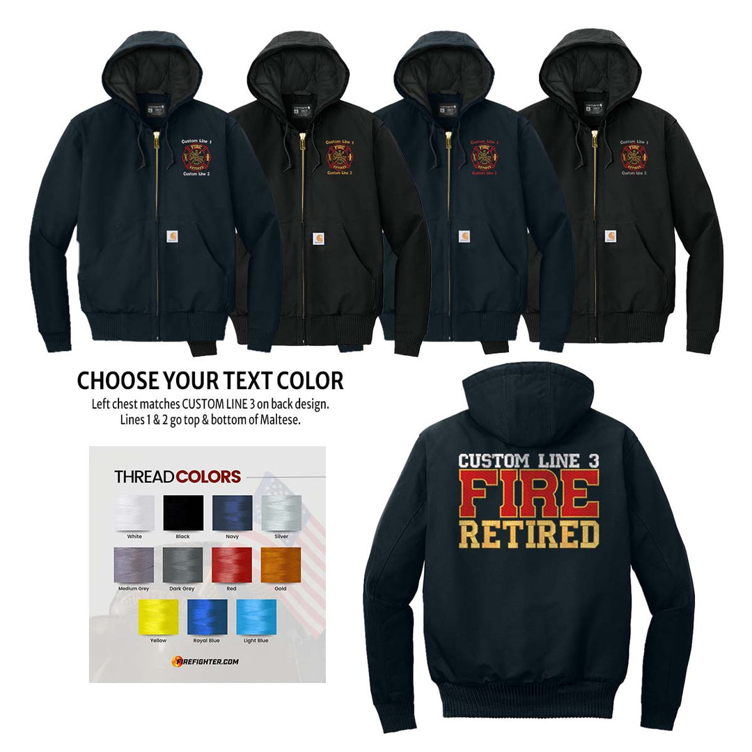 Customized Red and Gold Fire Retired Carhartt® Quilted-Flannel Jacket
