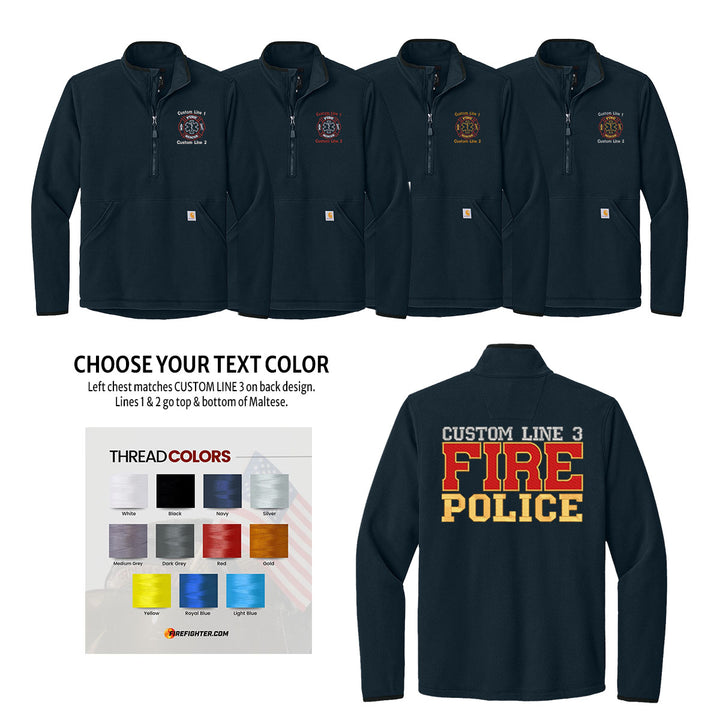 Customized Carhartt® Textured 1/2-Zip Fleece Jacket with Fire Rescue Embroidery