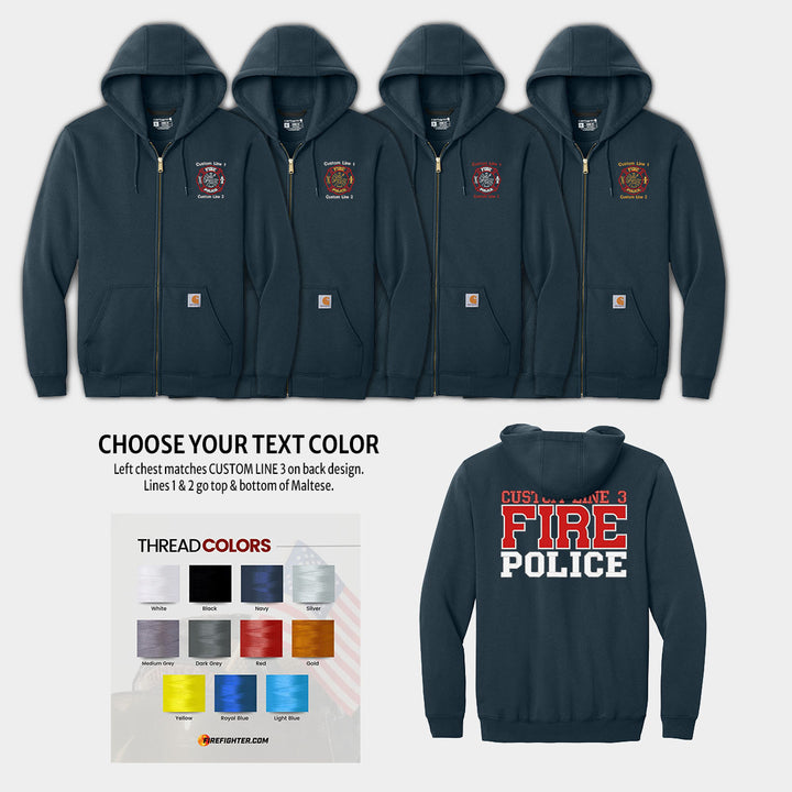 Customized Fire Police Carhartt® Midweight Full-Zip Hoodie