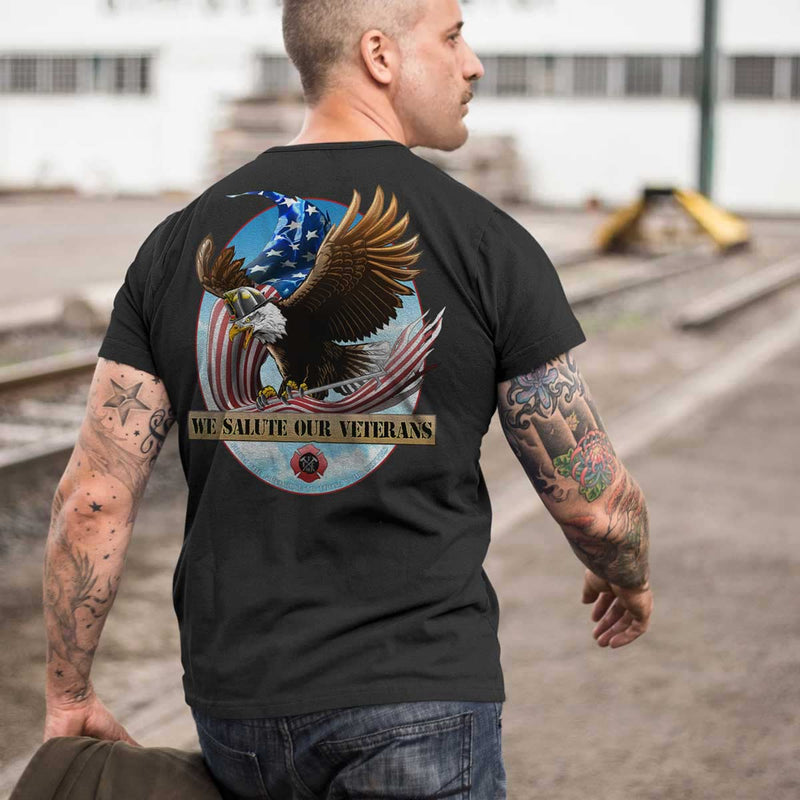 Salute to veterans T-shirt with eagle and flag graphic