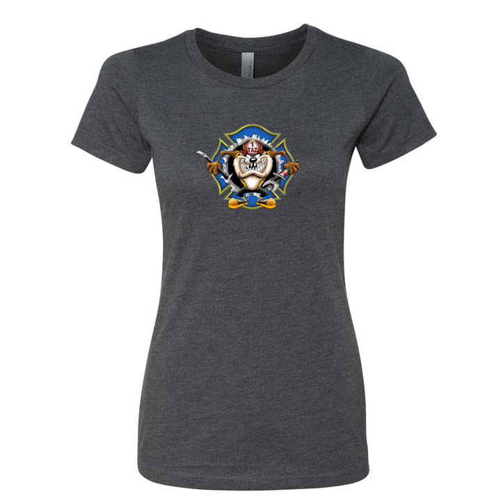 Crazy Taz Firefighter Women's Crew Neck Top in Grey