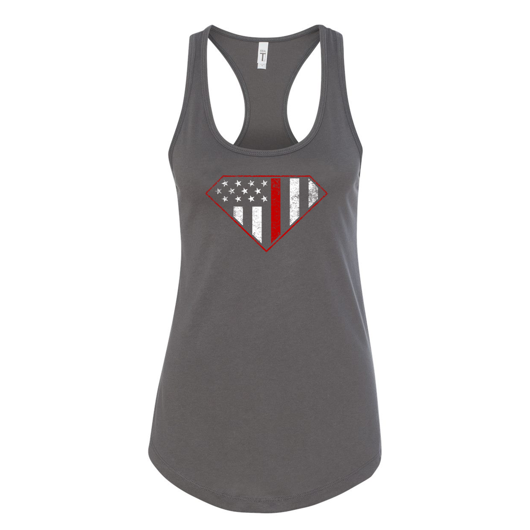 Red Line Superwoman Women's Racerback Tank in grey
