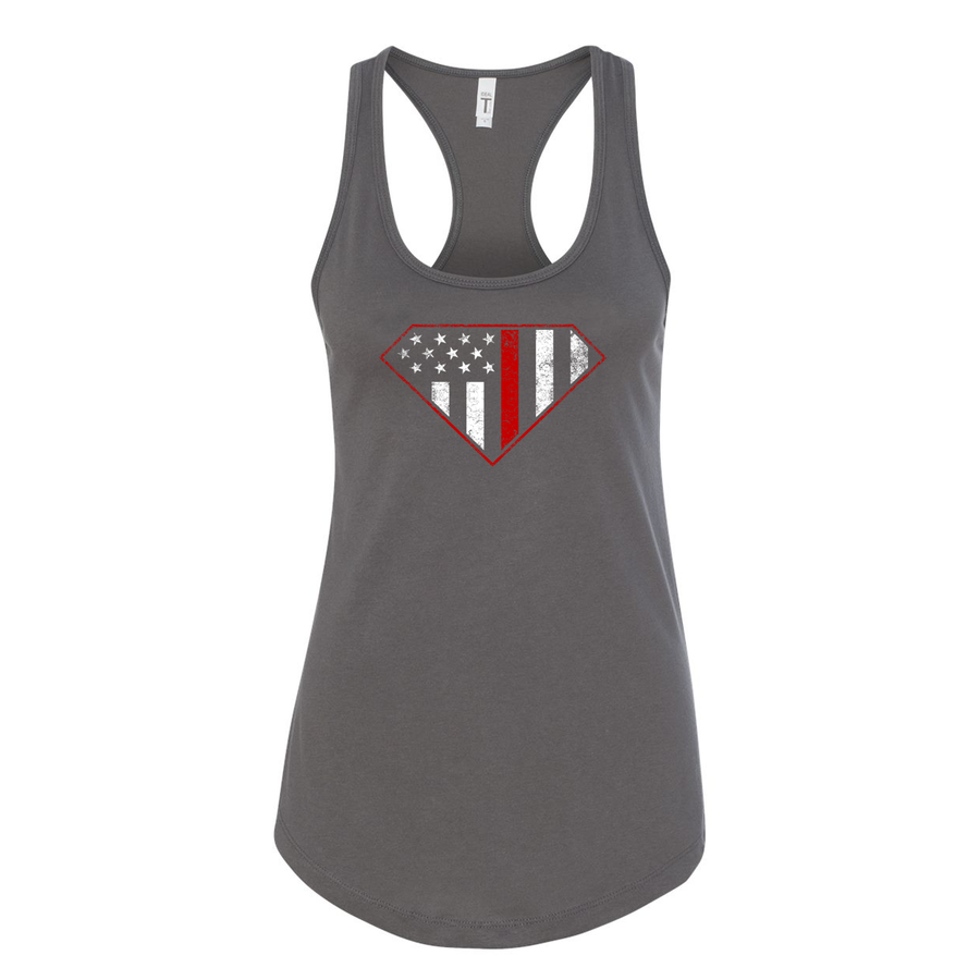 Red Line Superwoman Women's Racerback Tank in grey