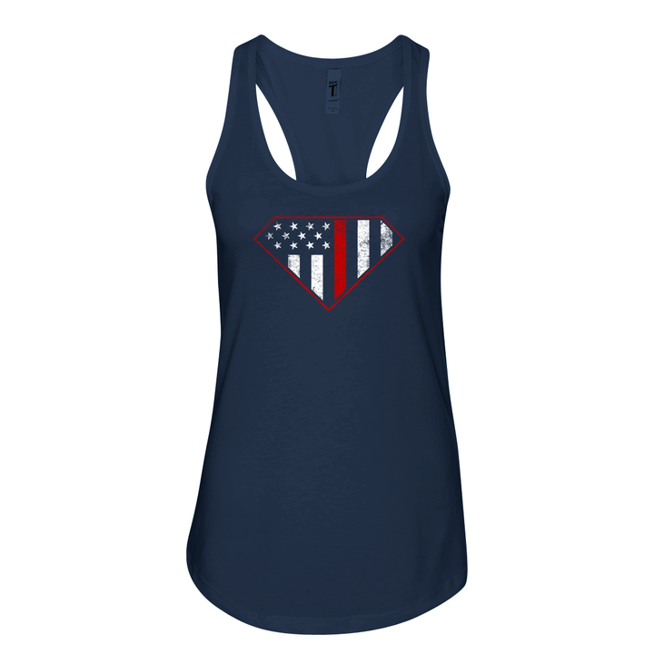 Red Line Superwoman Women's Racerback Tank in navy