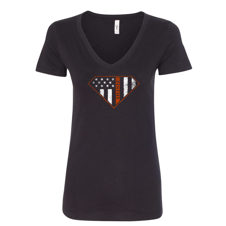 Irish Superwoman Women's V-Neck Shirt in black