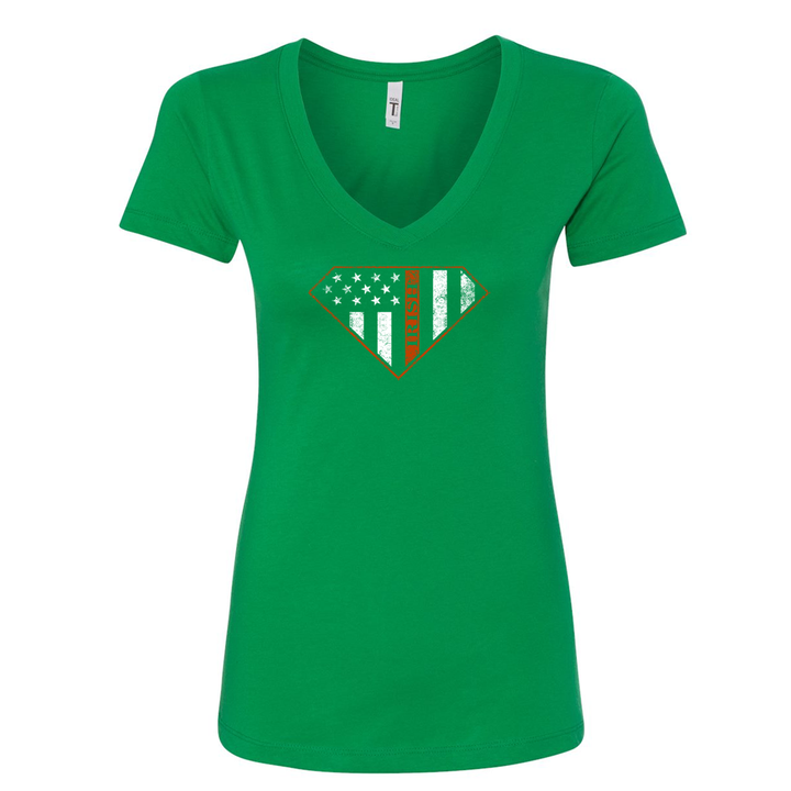 Irish Superwoman Women's V-Neck Shirt in Green