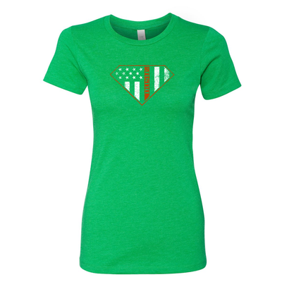Irish Superwoman Women's Crew Neck Shirt in Kelly Green