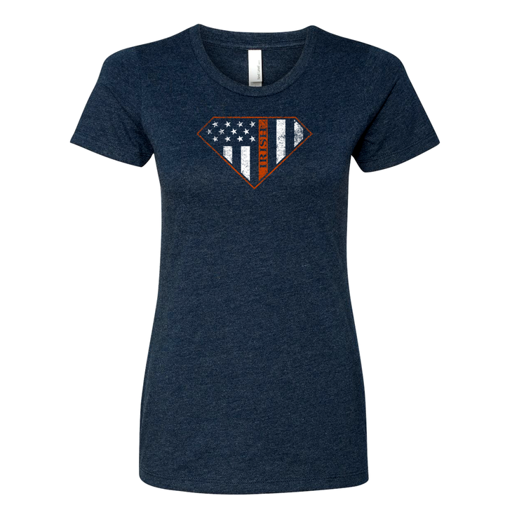 Irish Superwoman Women's Crew Neck Shirt in navy