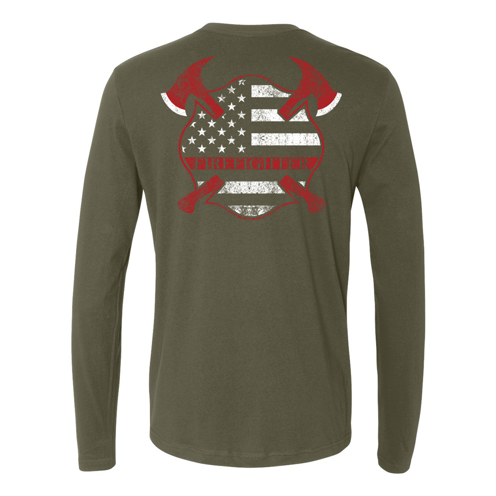 Thin Red Line Crossed Axes Maltese Premium Long Sleeve Shirt