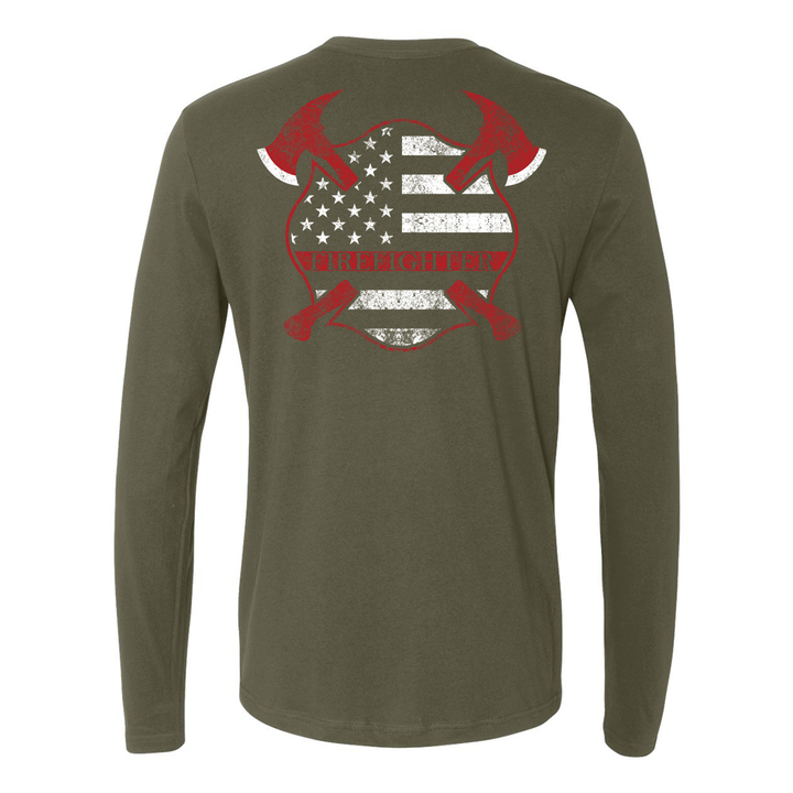 Thin Red Line Crossed Axes Maltese Premium Long Sleeve Shirt