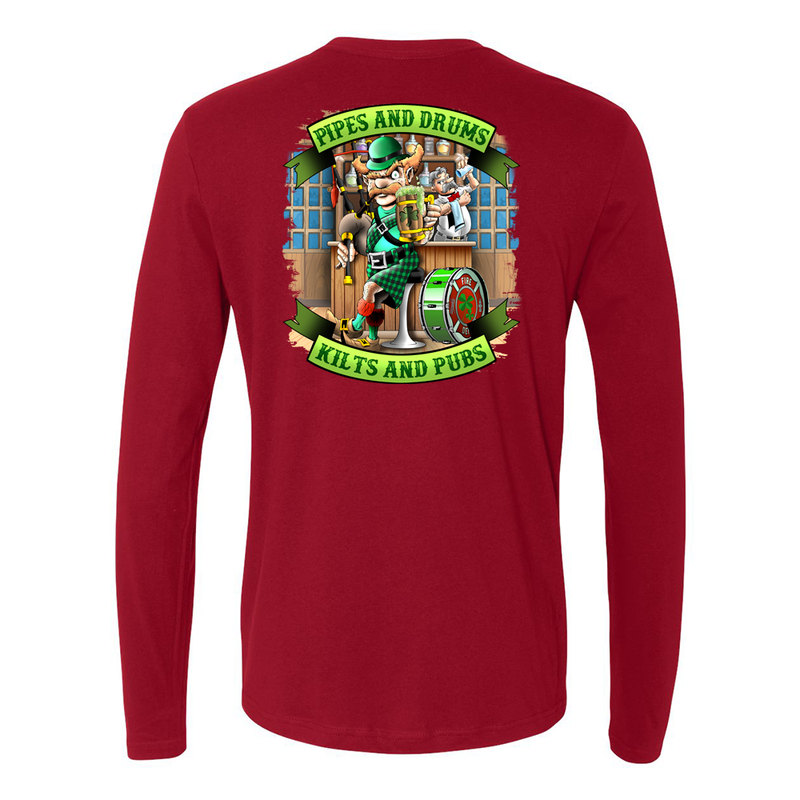 Pipes and Drums Firefighter Long Sleeve Shirt in Red
