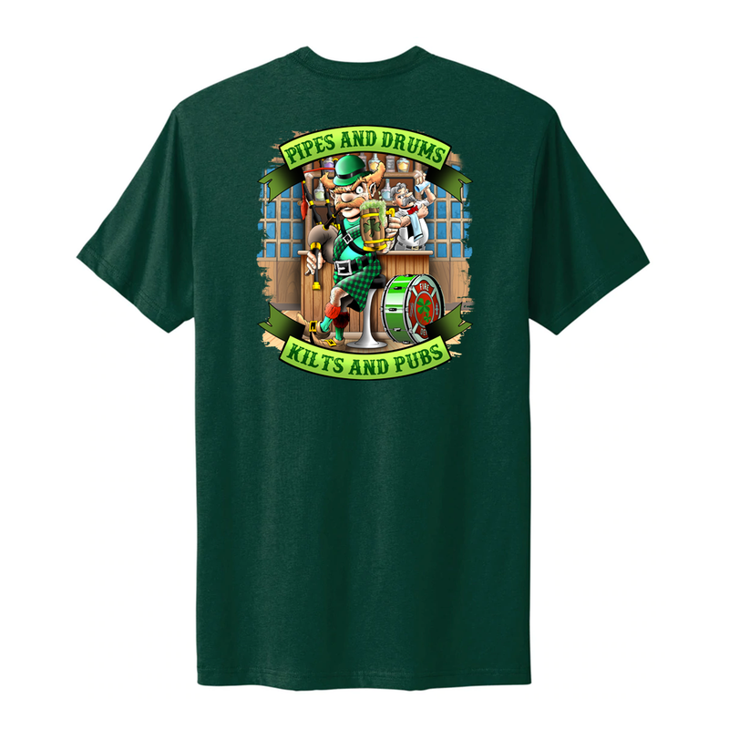Firefighter Pipes and Drums Shirt in Green
