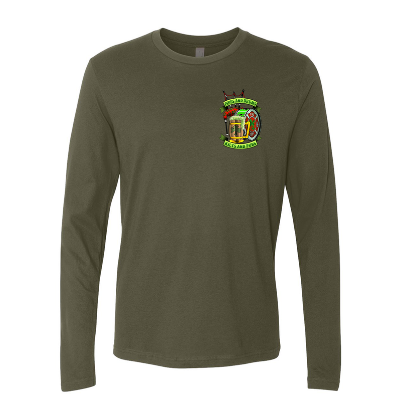 Pipes and Drums Firefighter Long Sleeve Shirt in Military Green