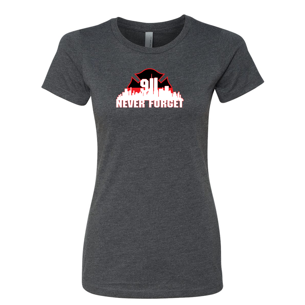 Thin Red Line 9/11 Skyline Women's Crew Neck Shirt in grey