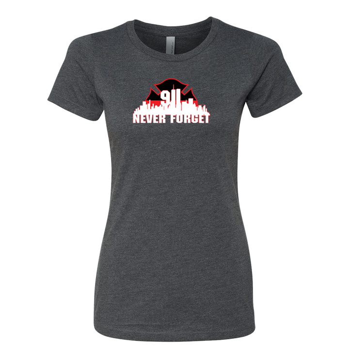 Thin Red Line 9/11 Skyline Women's Crew Neck Shirt in grey
