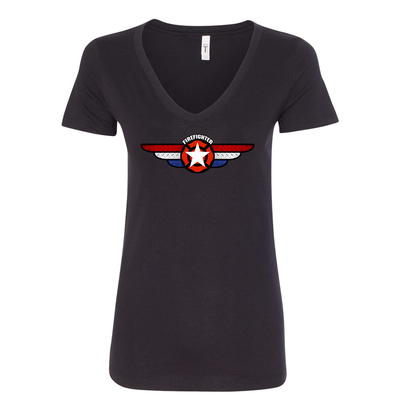 On the Wings Maltese Women's V-Neck Shirt in black