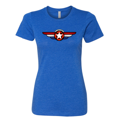 On the Wings Maltese Women's Crew Neck Shirt in royal blue