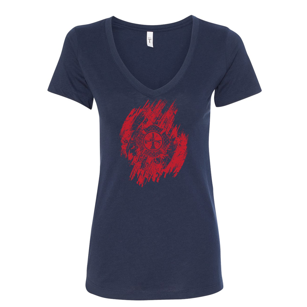 FFC 343 It Get's Messy Maltese Women's V-Neck Shirt in navy