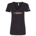 FFC 343 Thin Red Line Stars & Stripes Women's V-Neck Shirt