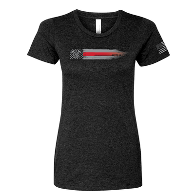 FFC 343 Thin Red Line Stars & Stripes Women's Crew Neck Shirt in black