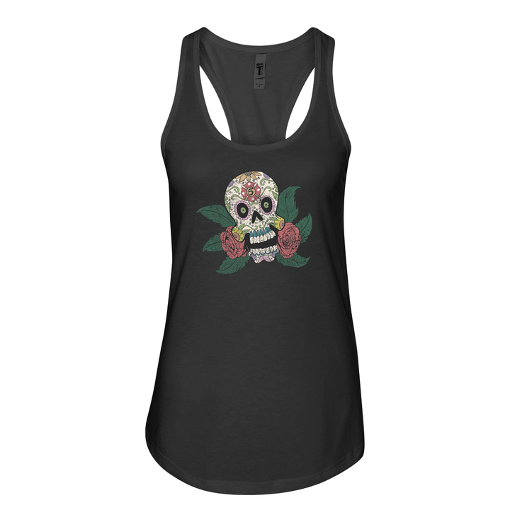 FFC 343 Maltese Sugar Skull Women's Racerback Tank in Black