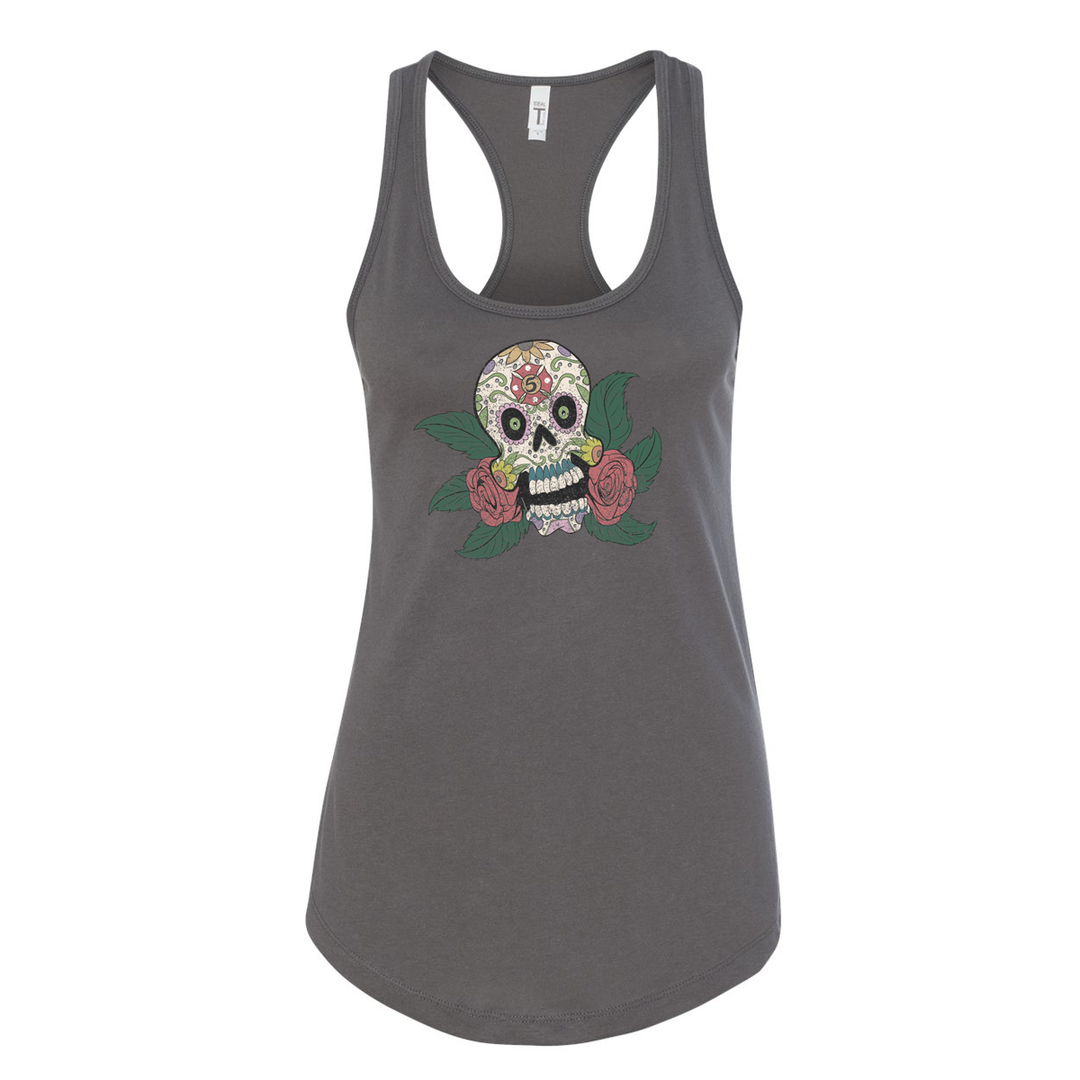 FFC 343 Maltese Sugar Skull Women's Racerback Tank in Dark Grey