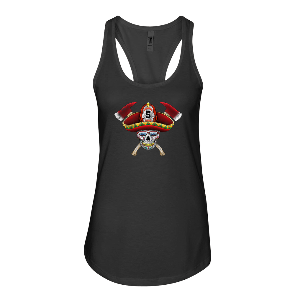 FFC 343 Firefighter Sombrero Sugar Skull Women's Racerback Tank in Black