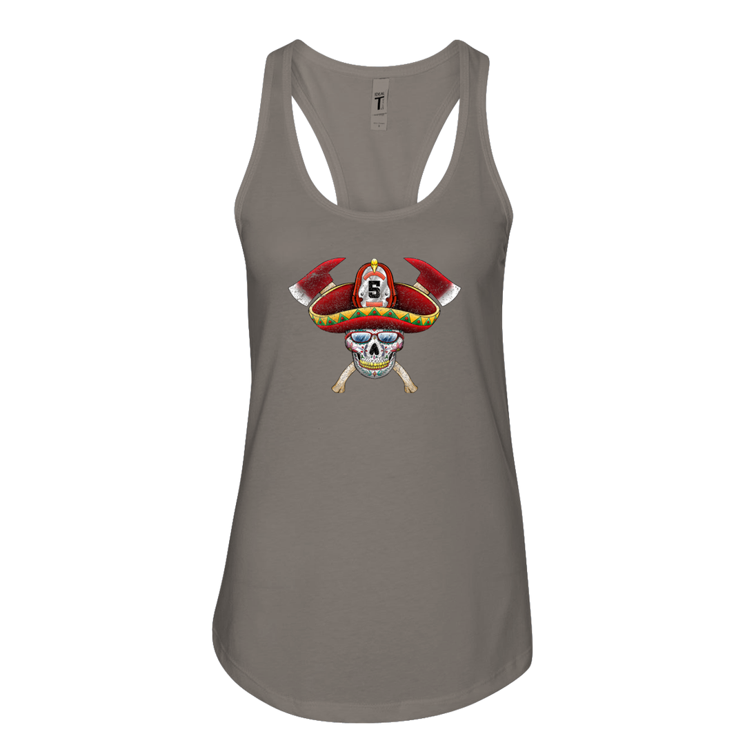 Grey FFC 343 Firefighter Sombrero Sugar Skull Women's Racerback Tank