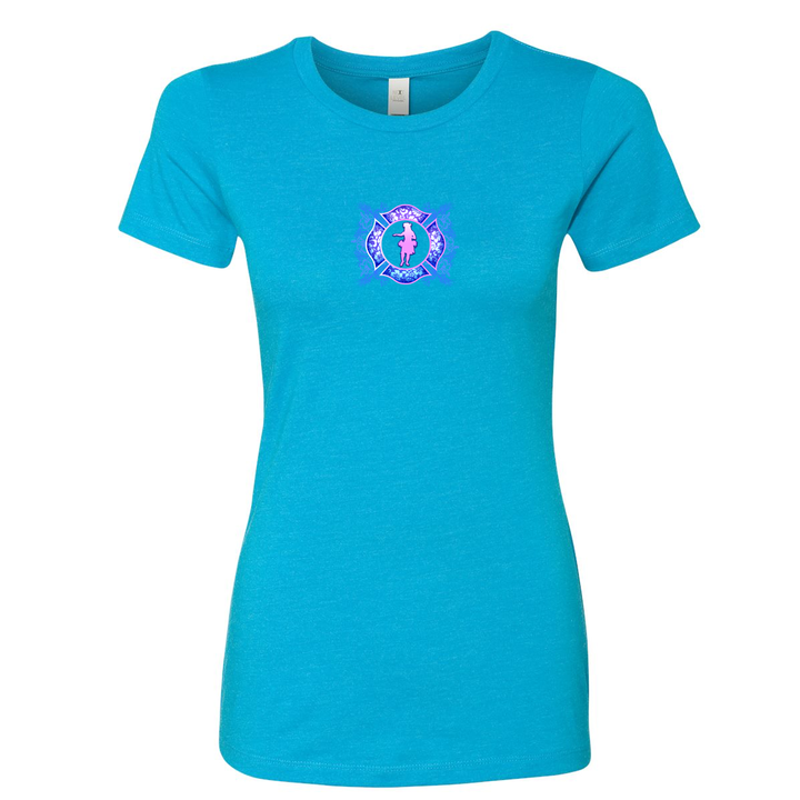 FFC 343 Hawaiian Firefighter Women's Crew Neck Shirt in Turquoise