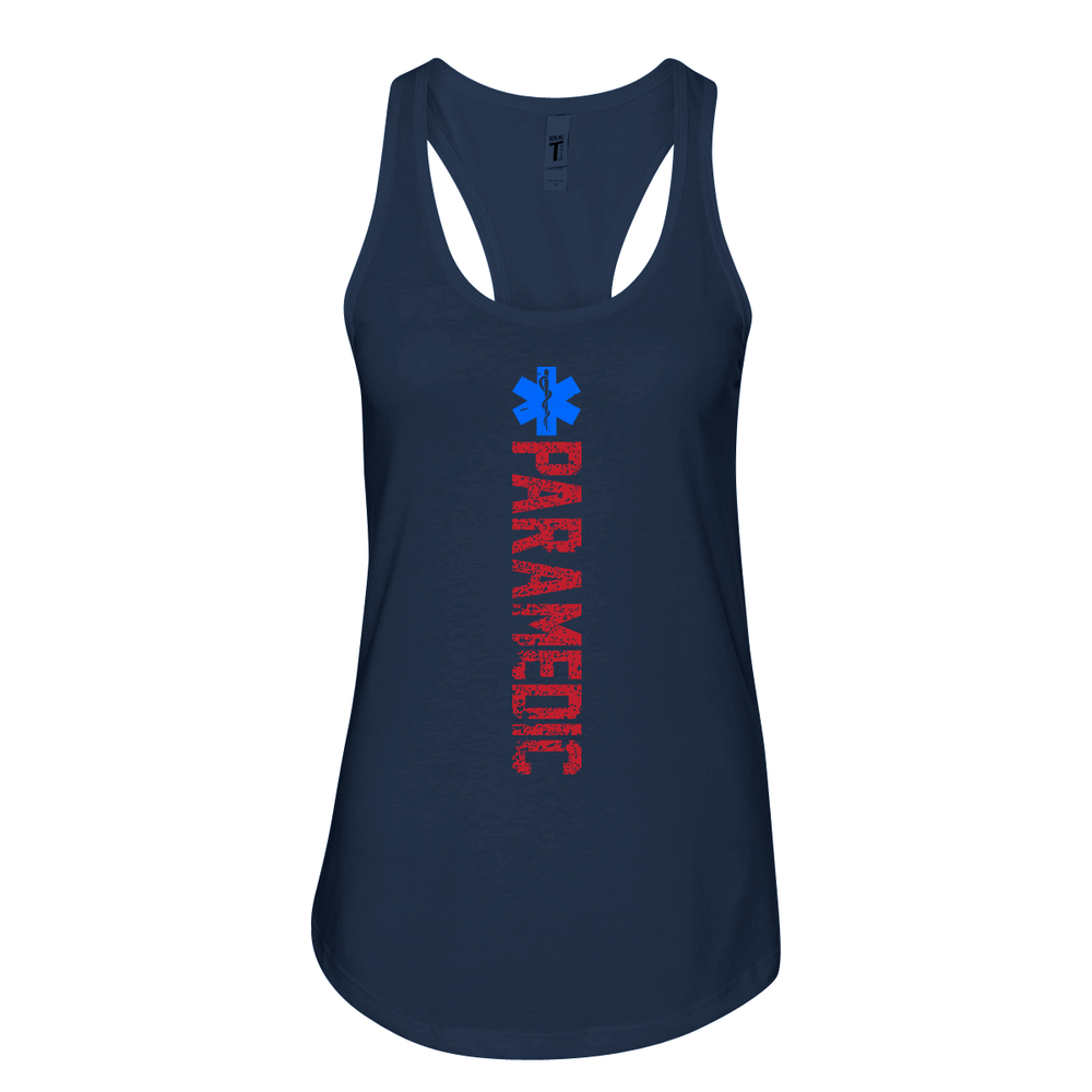 Women's Paramedic Star of Life Razor Back Tank in Navy