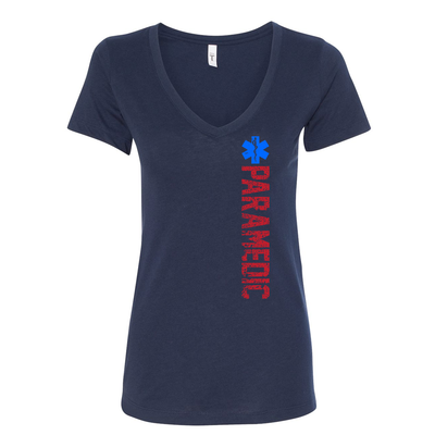 Women's Paramedic Star of Life V-Neck Top in Navy