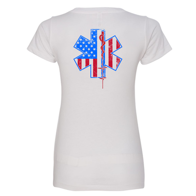 Women's Paramedic Star of Life V-Neck Top with Star of Life Back