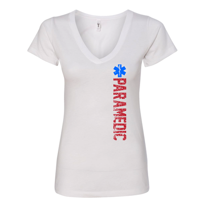 Women's Paramedic Star of Life V-Neck Top in White